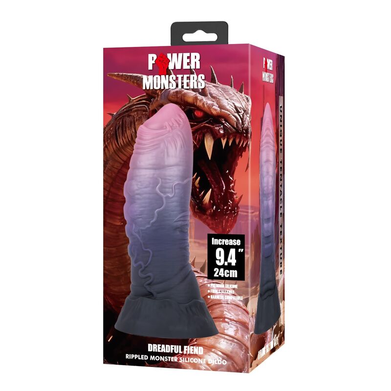 POWER MONSTERS - DREADFUL FIEND BICOLOR FANTASY SILICONE DILDO 24 CM Ø 6 CM - immagine 2