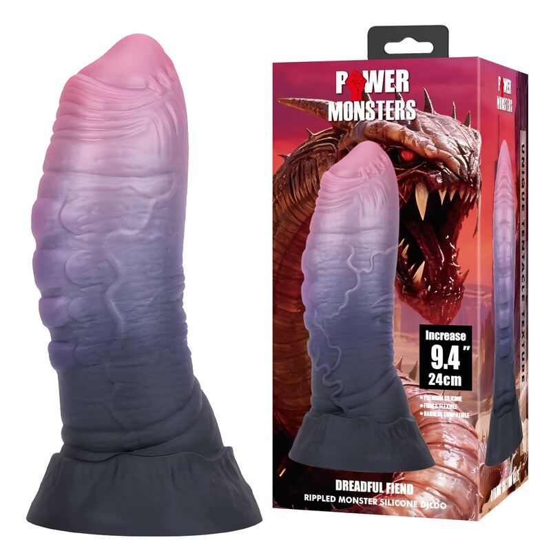 POWER MONSTERS - DREADFUL FIEND BICOLOR FANTASY SILICONE DILDO 24 CM Ø 6 CM - immagine 6