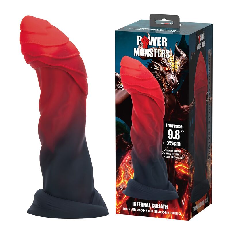 POWER MONSTERS - DILDO IN SILICONE BIGOLIATH BICOLORE FANTASY 25 CM Ø 6 CM - immagine 3