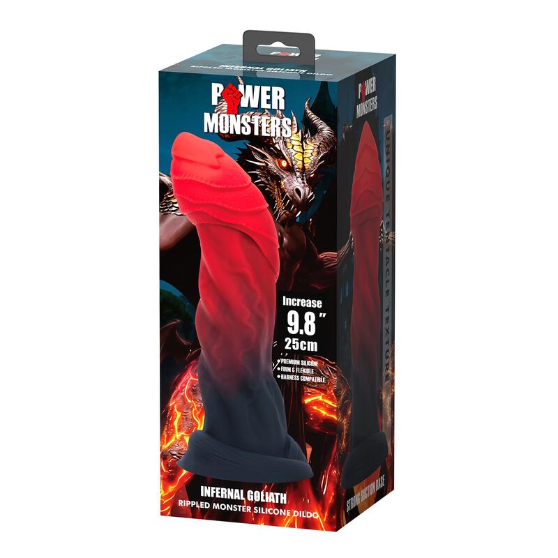 POWER MONSTERS - DILDO IN SILICONE BIGOLIATH BICOLORE FANTASY 25 CM Ø 6 CM - immagine 4