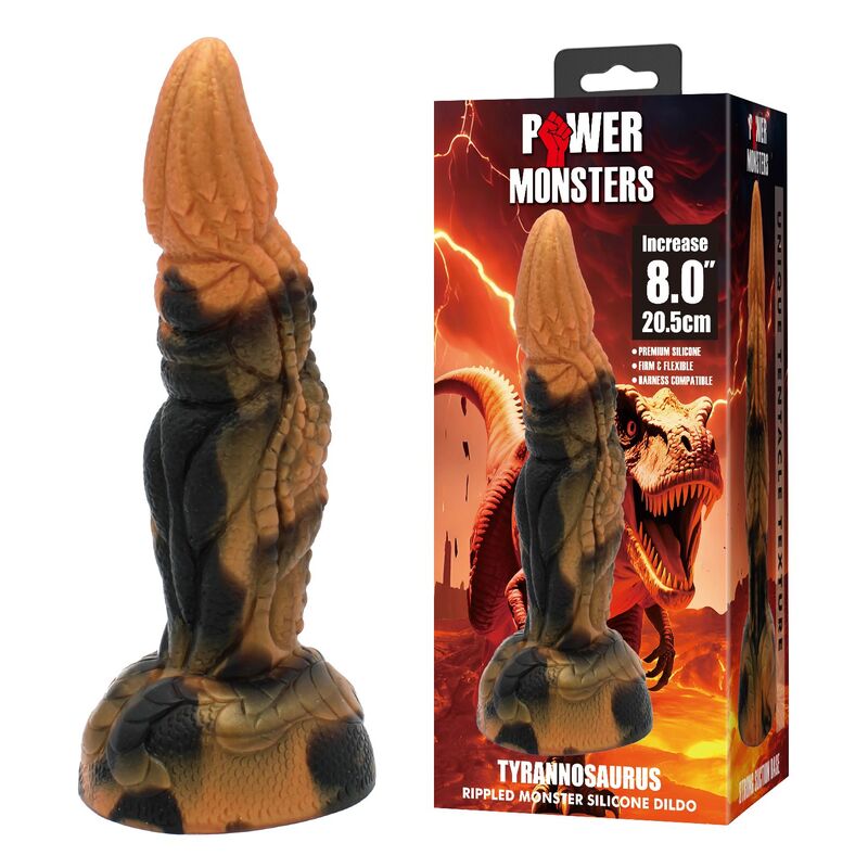 POWER MONSTERS - TIRANNOSAURO BICOLORE FANTASY DILDO IN SILICONE 20,5 CM Ø 5 CM - immagine 8